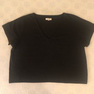 Black v neck madewell boxy cropped t sz L